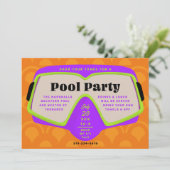 Retro Snorkel Pool Party Einladung (Stehend Vorderseite)
