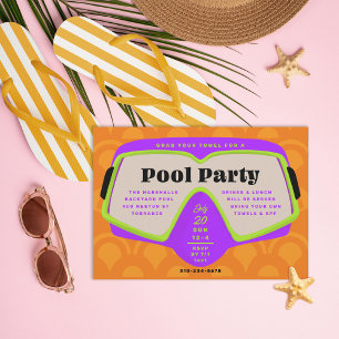 Retro Snorkel Pool Party Einladung