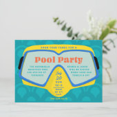 Retro Snorkel Pool Party Einladung (Stehend Vorderseite)