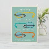 Retro Snorkels Summer Swim Party Einladung (Stehend Vorderseite)