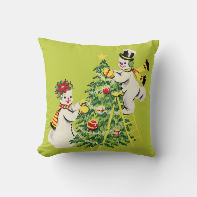 Retro Snow Couple-Dekor Weihnachtsbaum Kissen (Vorderseite)