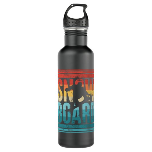 Retro Snowboard Geschenk für Snowboarden Edelstahlflasche (Vorderseite)