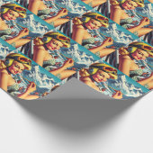 Retro Snowboard Girl Geschenkpapier (Ecke)