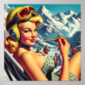 Retro Snowboard Girl Poster (Vorne)