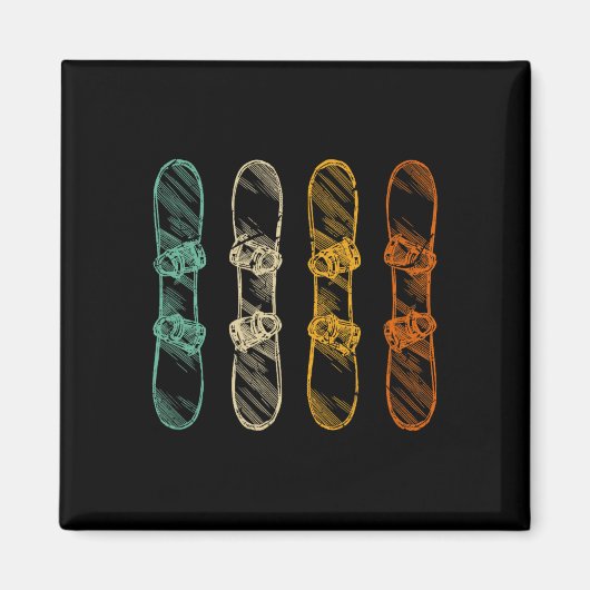 Retro Snowboard Snowboarden Magnet (Vorne)