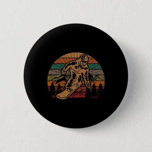 Retro Snowboard Sunset Snowboarden Geschenk Winter Button (Vorderseite)