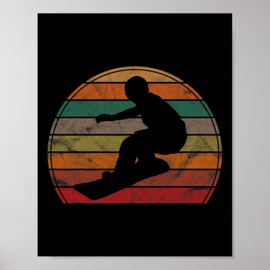 Retro Snowboard Sunset Snowboarder Geschenk Snowbo Poster (Vorne)