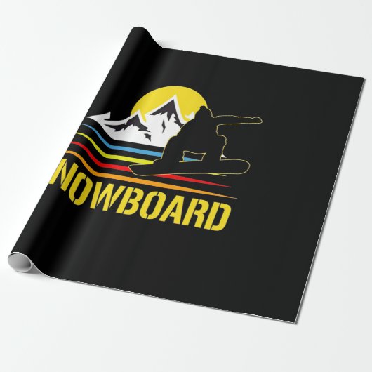 Retro-Snowboard Vintag Geschenkpapier (Ungerollt)