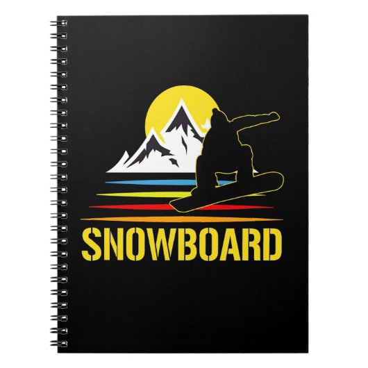 Retro-Snowboard Vintag Notizblock (Vorderseite)