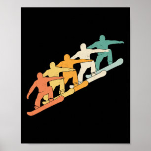 Retro Snowboarder Coole Vintage Snowboarder Silhou Poster