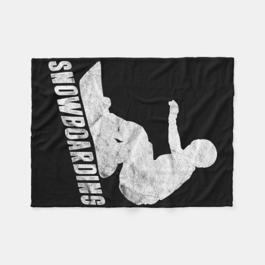Retro Snowboarder Silhouette Snowboarder Fleecedecke (Vorderseite (Horizontal))