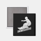 Retro Snowboarder Silhouette Snowboarder Magnet (Vorderseite/Rückseite)