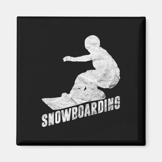 Retro Snowboarder Silhouette Snowboarder Magnet (Vorne)