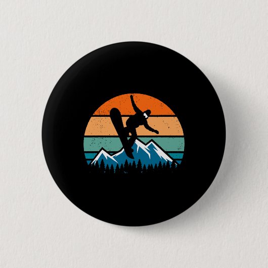 Retro Snowboarder Snowboarder Männer Frauen Kinder Button (Vorderseite)