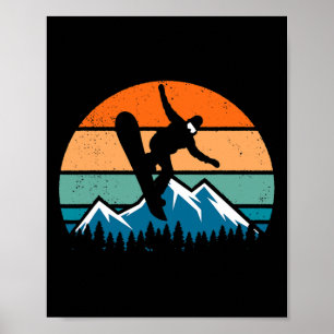 Retro Snowboarder Snowboarder Männer Frauen Kinder Poster
