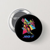 Retro Snowboarding Adventure Graphic Send It Button (Vorne & Hinten)