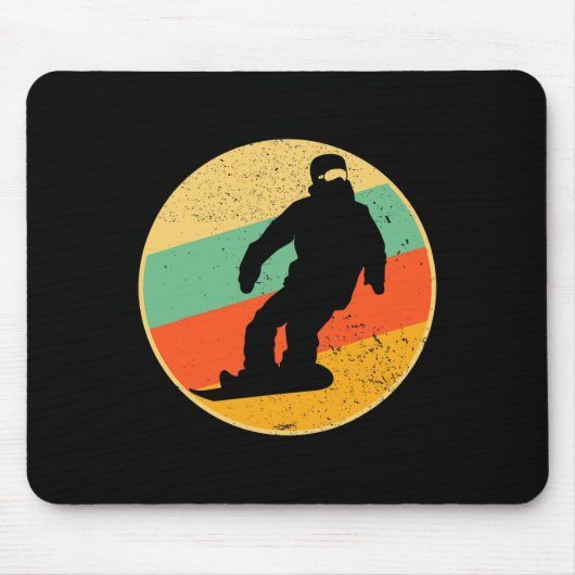 Retro Snowboarding Design Vintag Snowboarder 70er Mousepad (Vorne)