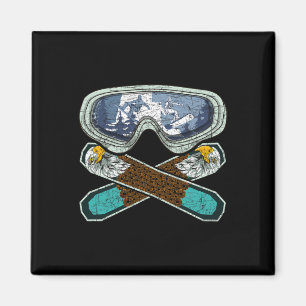 Retro Snowboarding Goggles Eagle Snowboarder Snowb Magnet