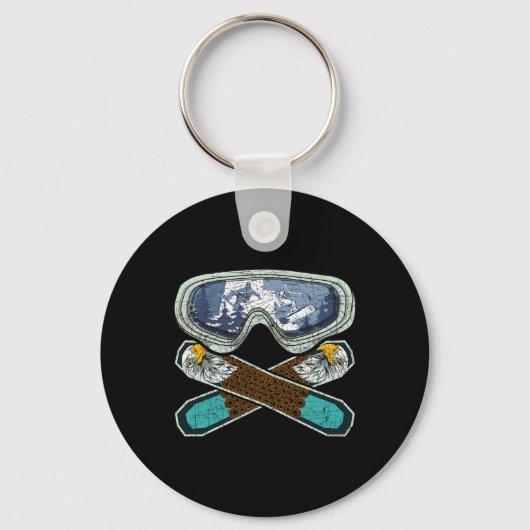 Retro Snowboarding Goggles Eagle Snowboarder Snowb Schlüsselanhänger (Vorderseite)