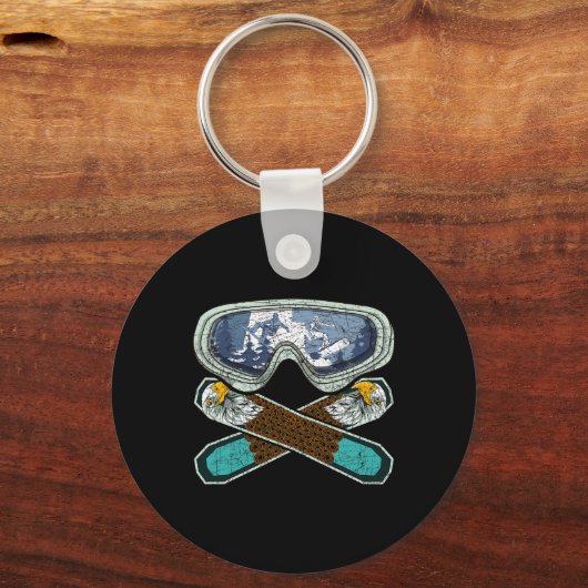 Retro Snowboarding Goggles Eagle Snowboarder Snowb Schlüsselanhänger (Vorderseite)