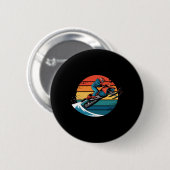 Retro Snowboarding Mountain Sunset Snowboard Gesch Button (Vorne & Hinten)