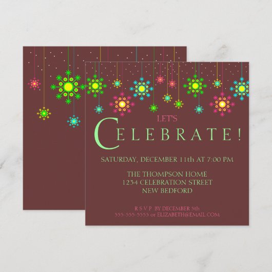 Retro Snowflake Feierlichkeit Einladung (Vorne/Hinten)
