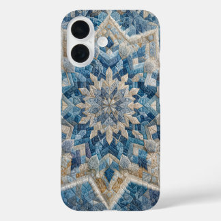Retro Snowflake Kaleidoscope Quilt iPhone 16 Hülle