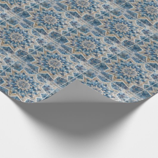 Retro Snowflake Kaleidoscope Quilt Geschenkpapier (Ecke)