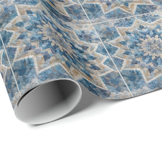 Retro Snowflake Kaleidoscope Quilt Geschenkpapier (Rolleneckpunkt)