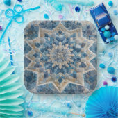 Retro Snowflake Kaleidoscope Quilt Pappteller (Party)