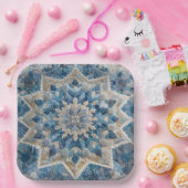 Retro Snowflake Kaleidoscope Quilt Pappteller (Party)