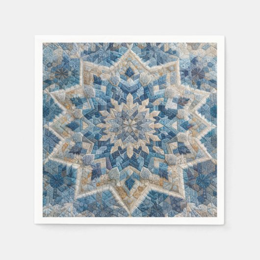 Retro Snowflake Kaleidoscope Quilt Serviette (Vorderseite)