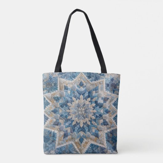 Retro Snowflake Kaleidoscope Quilt Tasche (Rückseite)