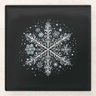Retro Snowflake Tshirts für Frauen Glasuntersetzer