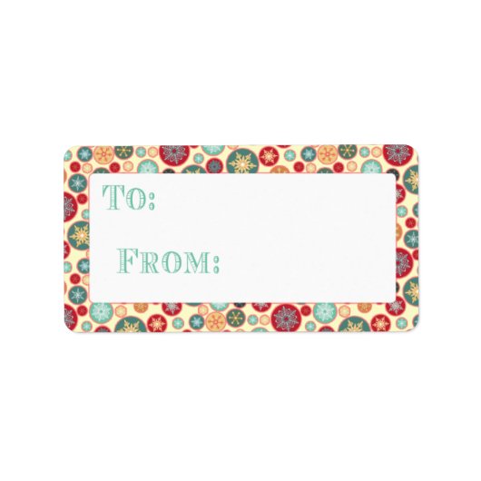 Retro Snowflake Weihnachtsgeschenk-Paket Tag Adressaufkleber (Vorne)