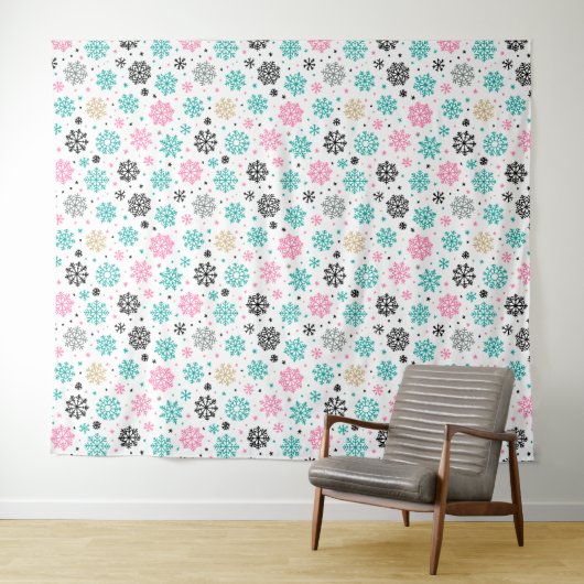 Retro Snowflakes Foto Hintergrund Wandteppich (Beispiel (Horizontal))