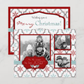 Retro Snowflakes Foto-Karte A2 Feiertagskarte (Vorne/Hinten)