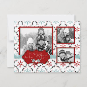 Retro Snowflakes Foto-Karte A2 Feiertagskarte