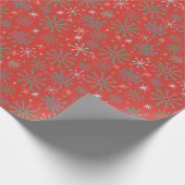 Retro Snowflakes Patterns Red oder Custom Geschenkpapier (Ecke)