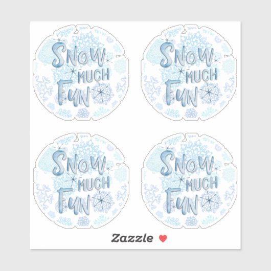 Retro Snowflakes SNOW VIEL FUN Wasserfarbe Aufkleber (Blatt)