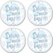 Retro Snowflakes SNOW VIEL FUN Wasserfarbe Aufkleber (Vorderseite)