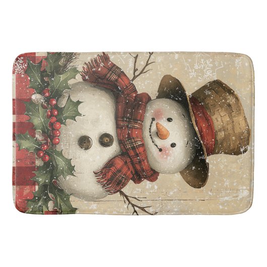 Retro Snowman Bath Mat Badematte (Vorderseite)