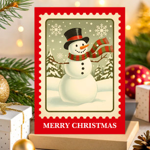 Retro Snowman Christmas Postage Briefmarke Feiertagskarte