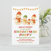 Retro Snowman Editable Christmas Party Einladung (Stehend Vorderseite)
