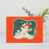 Retro Snowman Feiertagskarte (Stehend Vorderseite)
