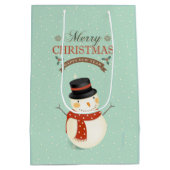 Retro Snowman - Frohe Weihnachten Mittlere Geschenktüte (Rückseite)