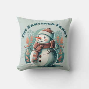 Retro Snowman Frohe Weihnachtsfeiertag Midjahrhund Kissen