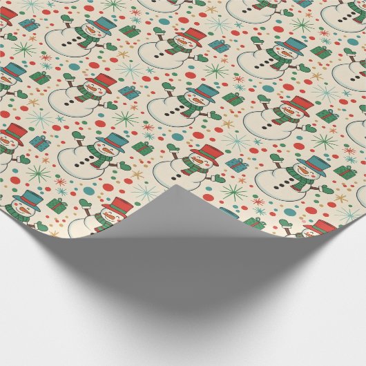 Retro Snowman Fun Geschenkpapier (Ecke)