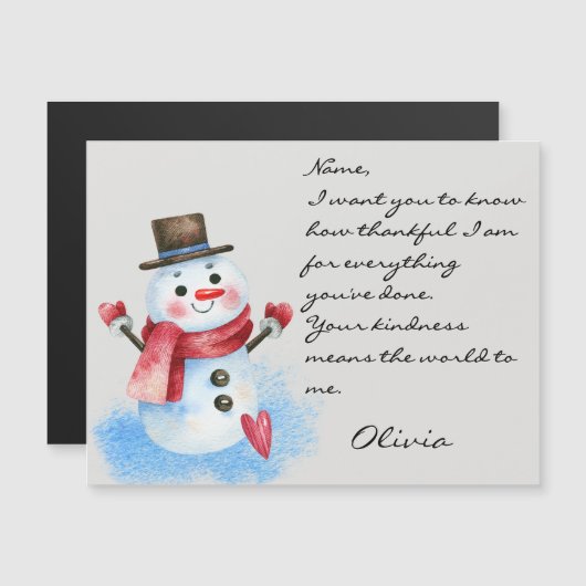 Retro Snowman Holiday All-Occasion Magnetkarte (Vorne/Hinten)