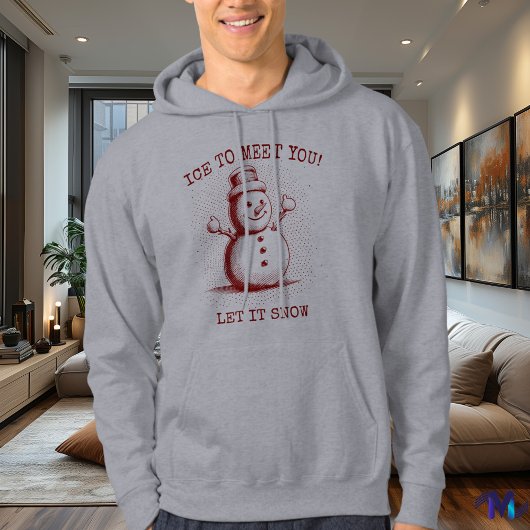 Retro Snowman Hoodie - Vintag Halftone Burgundy